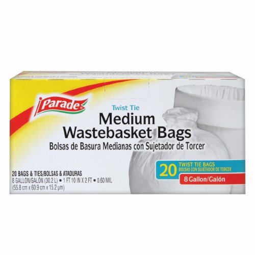 White Trash Bag Parade Medium 8 Gallon (22x24) - 20 Pack