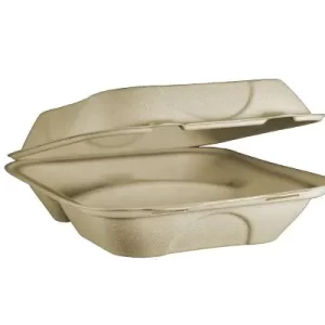 TO-SC-U8T - Compostable 8"x8"x3" 3 Compartment Hinged Container - 50 Pack