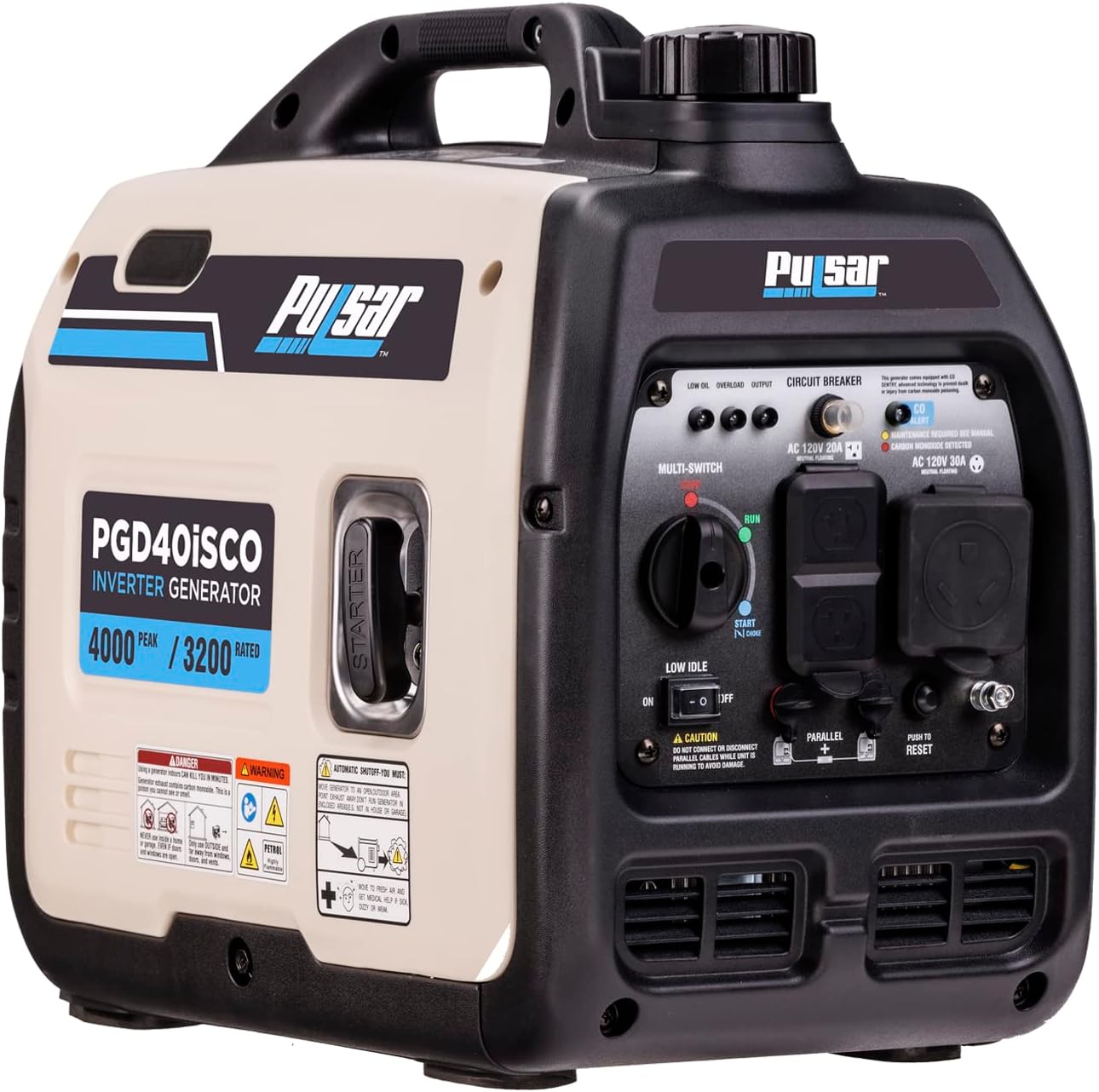 Pulsar PGD40iSCO Ultra Light Quiet Portable Gas Inverter Generator - 4000 Starting Watts
